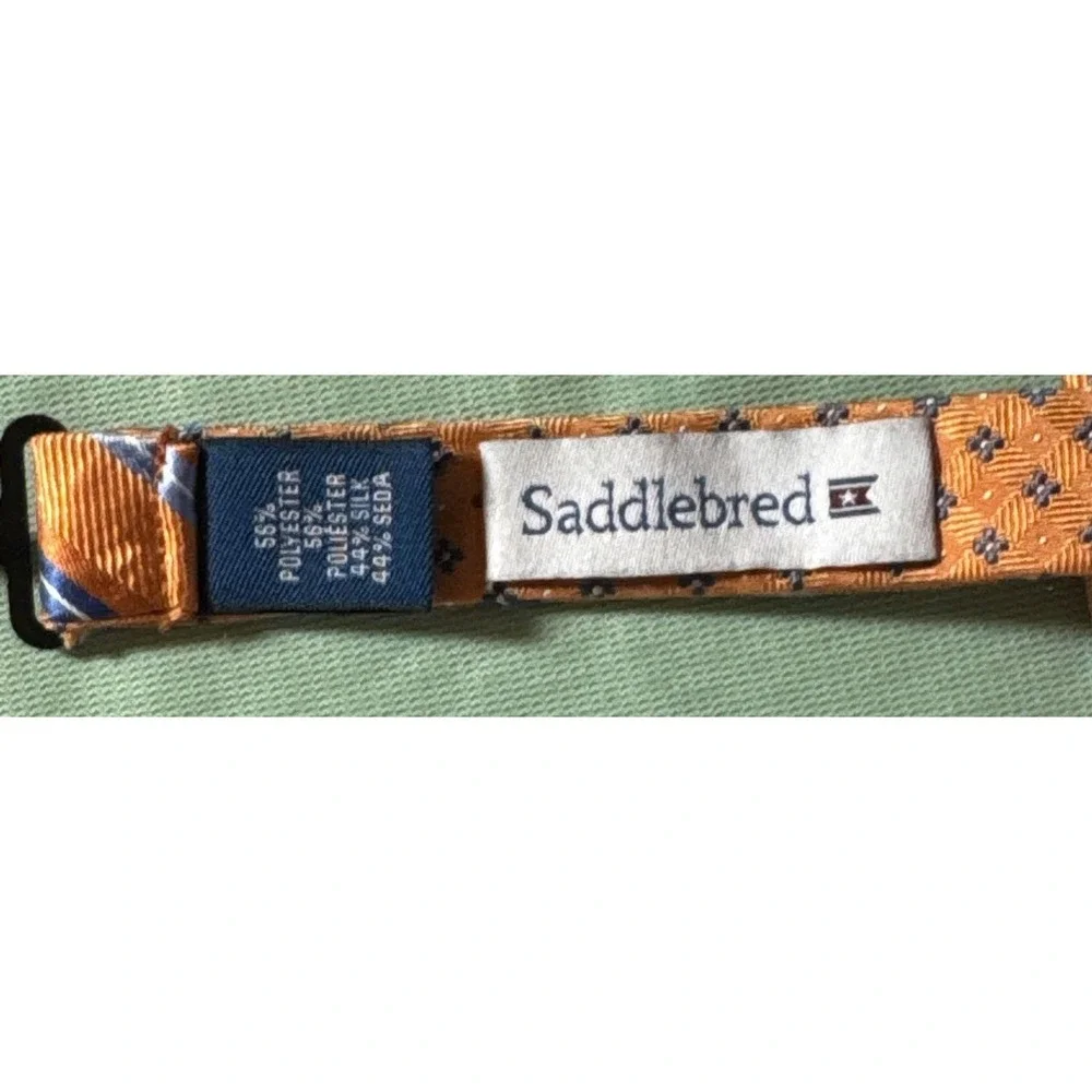Saddlebred Mens Orange Striped Bow Tie Silk Blend Adjustable Pre-Tied Prep Style